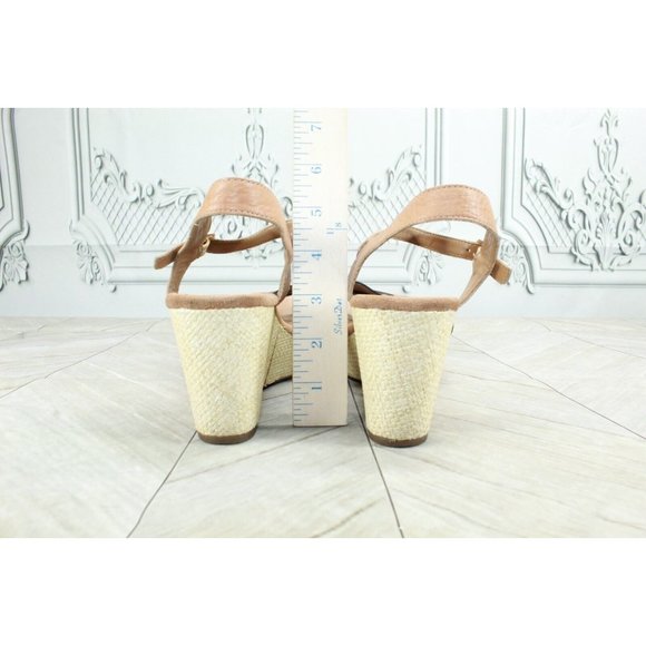 CLARKS Artisan Caslynn Regina Brown Leather Ankle Strap Wedge Sandals Size 7 W - Picture 7 of 8